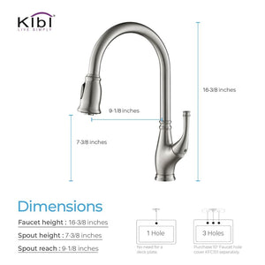 KIBI Summit Single Handle High Arc Pull Down Kitchen Faucet