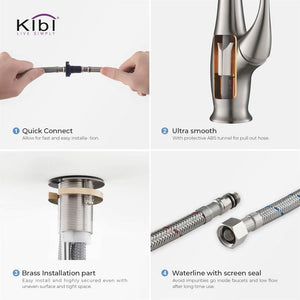 KIBI Cedar Single Handle High Arc Pull Down Kitchen Faucet