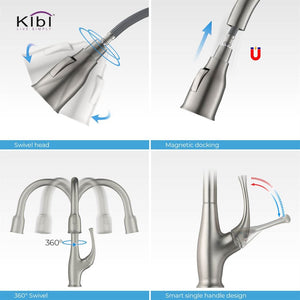 KIBI Cedar Single Handle High Arc Pull Down Kitchen Faucet