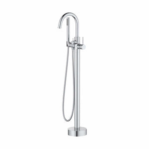 Circular Single Handle Floor Mounted Freestanding Tub Filler With Hand Shower (NEW)