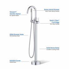 Load image into Gallery viewer, Circular Single Handle Floor Mounted Freestanding Tub Filler With Hand Shower (NEW)