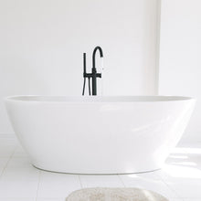 Load image into Gallery viewer, Circular Single Handle Floor Mounted Freestanding Tub Filler With Hand Shower (NEW)