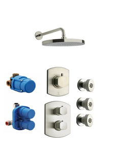Novello Thermostatic Shower With 3/4" Ceramic Disc Volume Control, 3-way Diverter And 3 Body Jets