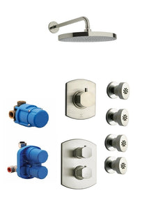 Novello Thermostatic Shower With 3/4" Ceramic Disc Volume Control, 3-way Diverter And 4 Body Jets