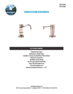 BTI Aqua-Solutions  Contemporary Straight Spout Soap/Lotion Dispenser