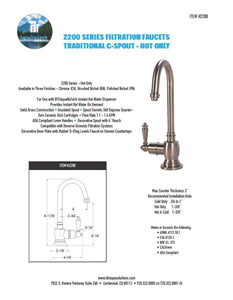 BTI Aqua-Solutions Traditional C Spout Hot Only Filtration Faucet with Digital Instant Hot Water Dispenser