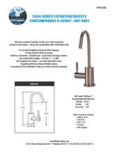 Load image into Gallery viewer, BTI Aqua-Solutions Contemporary C Spout Hot Only Filtration Faucet and Digital Instant Hot Water Dispenser