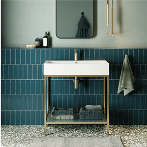 Pierre 32 Single, Freestanding, Open Shelf, Chrome Metal Frame Bathroom Vanity