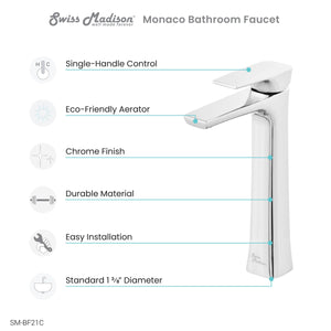 Monaco Single Hole, Single-Handle, High Arc Bathroom Faucet
