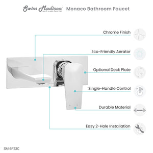 Monaco Single-Handle, Wall-Mount, Bathroom Faucet