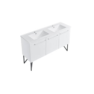 Annecy 60" Double Bathroom Set Vanity in White with Double Bowl Sink Included