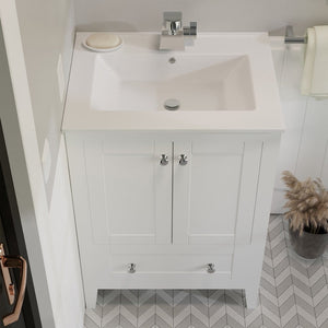 Cannes 24" Single Free-Standing Bathroom Vanity with Sink Included in White