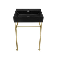 Load image into Gallery viewer, Claire 24&quot; Console Sink Black Basin Chrome Legs