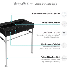 Claire 30" Console Sink Black Basin Black Legs