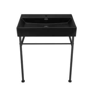 Claire 30" Console Sink Black Basin Black Legs