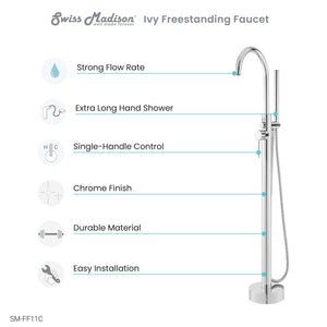 Ivy Freestanding Bathtub Faucet in Brushed Nickel
