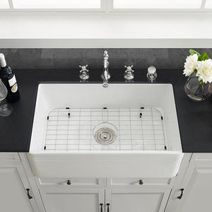 Delice 30" x 18" Extra Large Ceramic Farmhouse Kitchen Sink in White Ceramic