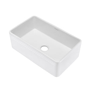 Delice 30" x 18" Extra Large Ceramic Farmhouse Kitchen Sink in White Ceramic