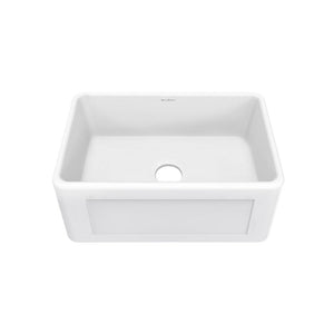 Delice 24" x 18" Ceramic Reversible Farmhouse Kitchen Sink in White