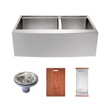 Load image into Gallery viewer, Rivage 33&quot; Dual 60/40 Basin Apron/Farmhouse Kitchen Workstation Sink