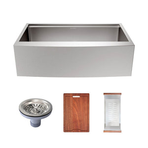 Rivage 36 x 22 Single Basin Apron Kitchen Workstation Sink with Drain, Colander and Cutting Board Included