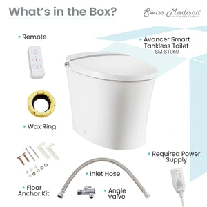 ﻿﻿﻿Avancer Intelligent Tankless Elongated Toilet and Bidet, Touchless Vortex™ Dual-Flush 1.1/1.6 gpf