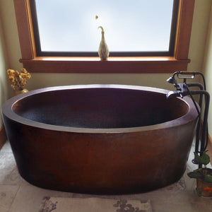 Freestanding Hammered Copper Oval Bath Tub, Dakota