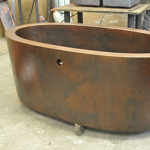 Freestanding Hammered Copper Oval Bath Tub, Dakota