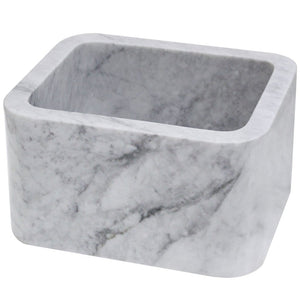 NKS 18-inch Single Bowl Carrara White Marble Bar Sink