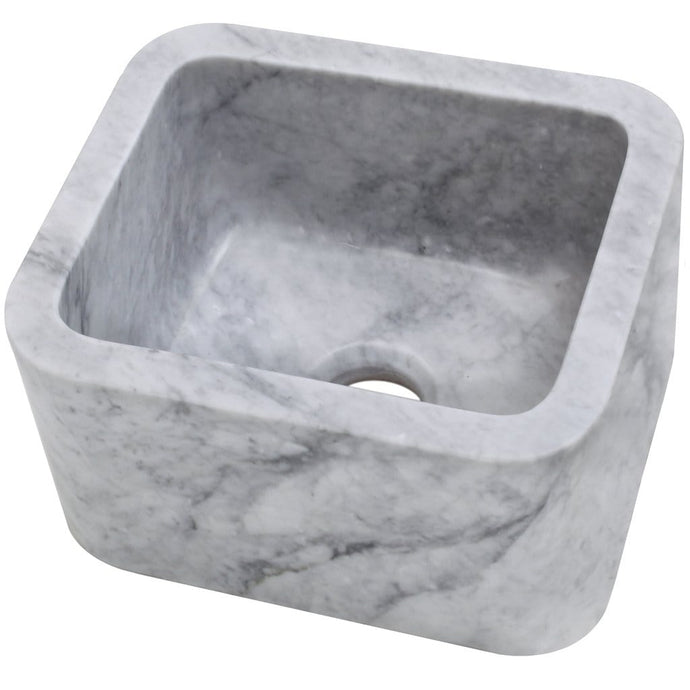 NKS 18-inch Single Bowl Carrara White Marble Bar Sink
