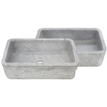 Load image into Gallery viewer, Single Bowl Kitchen Sink in Carrara White Marble with Natural Chiseled Apron