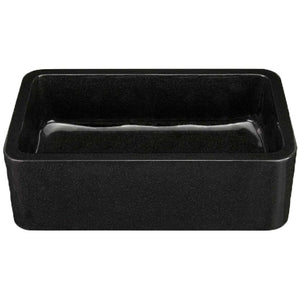 Single Bowl Kitchen Sink in Absolute Black Granite with Polished Apron