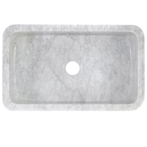 Single Bowl Kitchen Sink in Carrara White Marble with Polished Apron