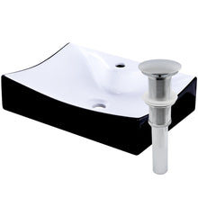 Load image into Gallery viewer, Glossy Black and White Porcelain  Bathroom Sink with Faucet Hole
