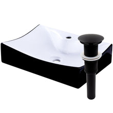 Load image into Gallery viewer, Glossy Black and White Porcelain  Bathroom Sink with Faucet Hole