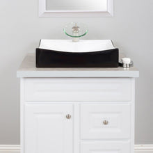Load image into Gallery viewer, Glossy Black and White Porcelain  Bathroom Sink with Faucet Hole