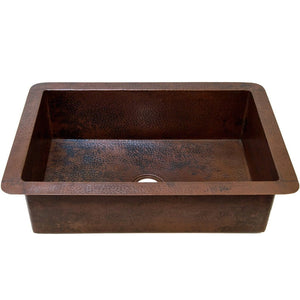 Open Single Bowl Undermount Copper Kitchen Sink