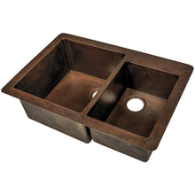 Load image into Gallery viewer, 60/40 Split Copper Kitchen Sink