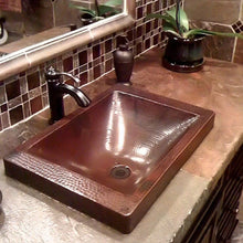 Load image into Gallery viewer, Rectangular Copper Drop-In Bath Sink in Antique