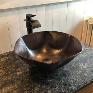 Scalloped Hammered Copper Vessel Sink in Antique