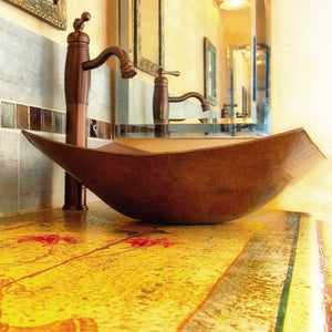 Square Hammered Copper Vessel Sink in Antique