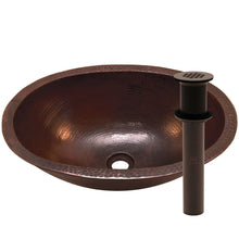 Load image into Gallery viewer, Oval Hammered Copper Vessel Bath Sink in Antique