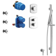 Load image into Gallery viewer, Novello Thermostatic Shower With 3/4&quot; Ceramic Disc Volume Control, 3-way Diverter, Slide Bar And 3 Body Jets