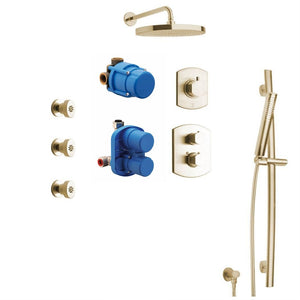 Novello Thermostatic Shower With 3/4" Ceramic Disc Volume Control, 3-way Diverter, Slide Bar And 3 Body Jets
