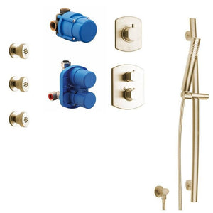 Novello Thermostatic Shower With 3/4" Ceramic Disc Volume Control, 3-way Diverter, Slide Bar And 3 Body Jets