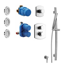 Load image into Gallery viewer, Novello Thermostatic Shower With 3/4&quot; Ceramic Disc Volume Control, 3-way Diverter, Slide Bar And 3 Concealed Body Jets