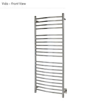 Load image into Gallery viewer, WarmlyYours 21-Bar Vida Electric Heated Towel Warmer Rack, Wall Mountable, Hardwired, Polished Stainless Steel