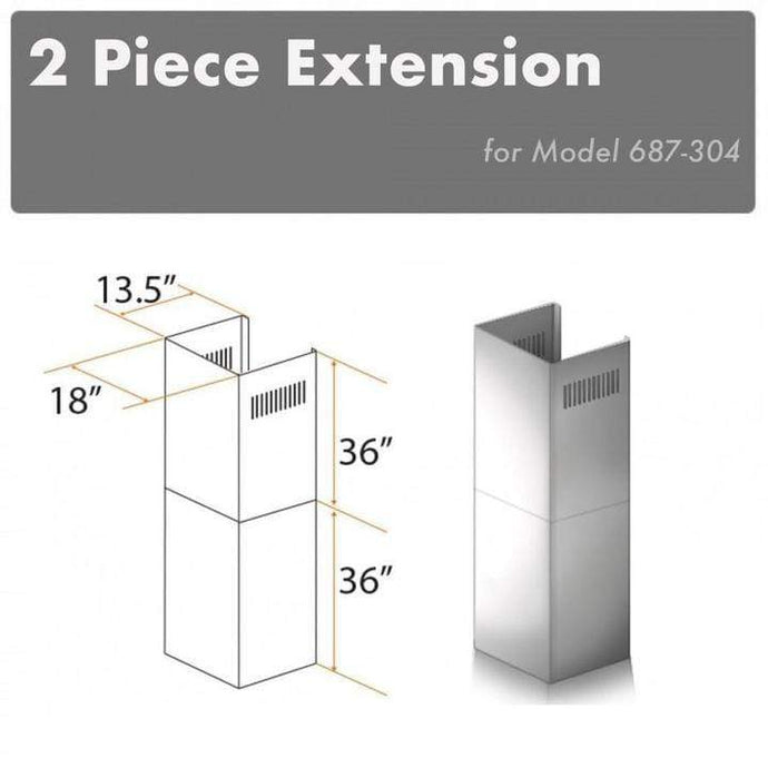 ZLINE 2-36 in. Chimney Extensions for 10 ft. to 12 ft. Ceilings (2PCEXT-687-304)