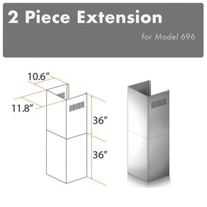 ZLINE 2-36 in. Chimney Extensions for 10 ft. to 12 ft. Ceilings (2PCEXT-696)