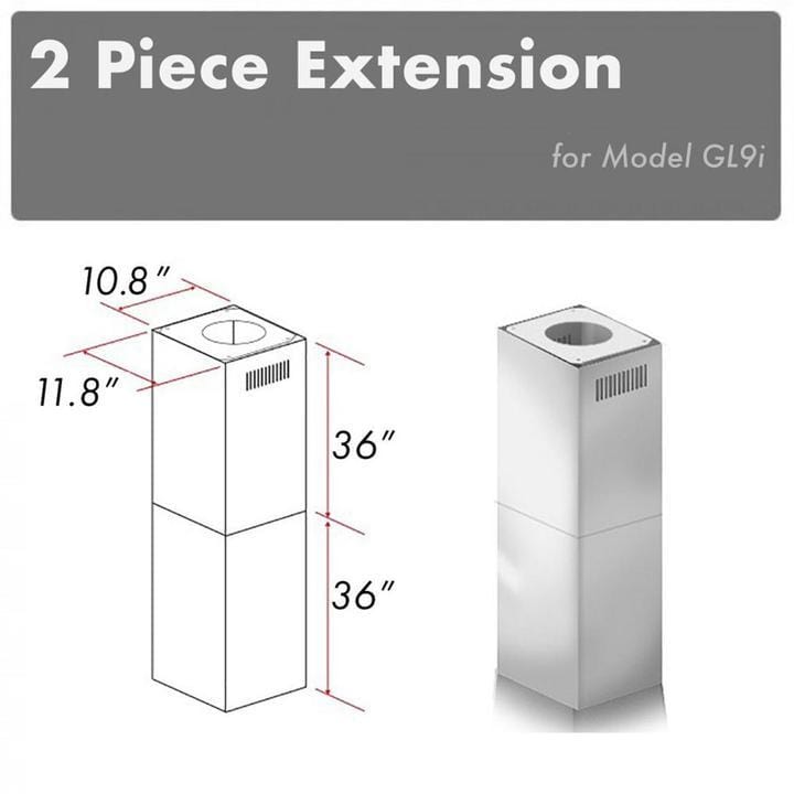 ZLINE 2-36 in. Chimney Extensions for 10 ft. to 12 ft. Ceilings (2PCEXT-GL9i)